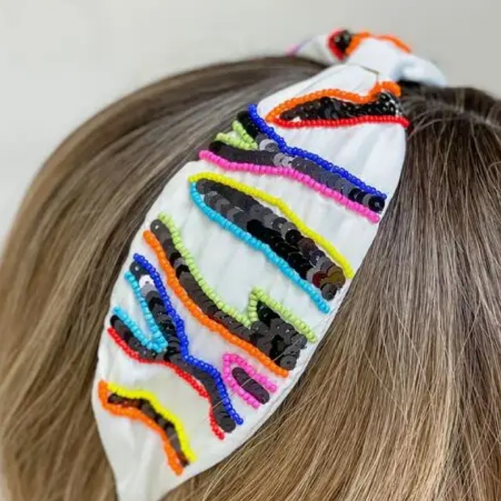 Beaded Zebra Embroidered Headband - Multi BNWT - Picture 1 of 3
